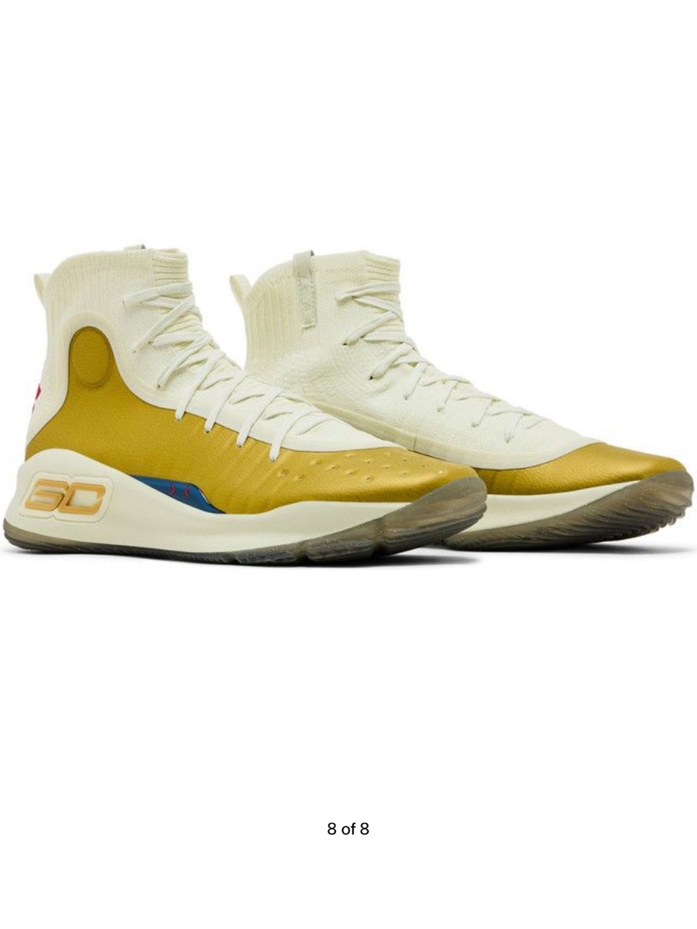 Under Armour High-Top Basketball Shoes in Cream and Gold